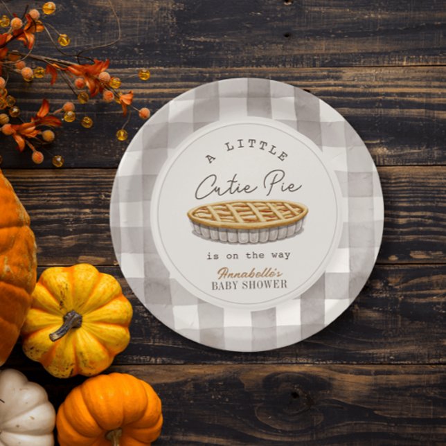 Little Cutie Pie Thanksgiving White Baby Shower Paper Plates (Creator Uploaded)