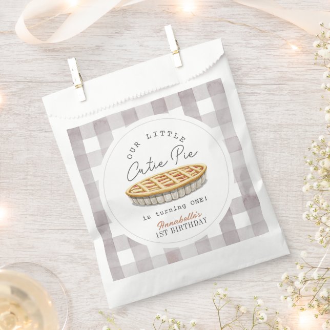 Little Cutie Pie Thanksgiving White Birthday Favor Bag (Clipped)