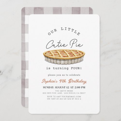 Little Cutie Pie Thanksgiving White Birthday Invitation
