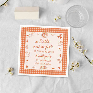 Little Cutie Pie Turning One! Fall 1st Birthday Napkins