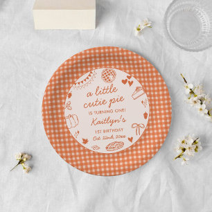 Little Cutie Pie Turning One! Fall 1st Birthday Paper Plates