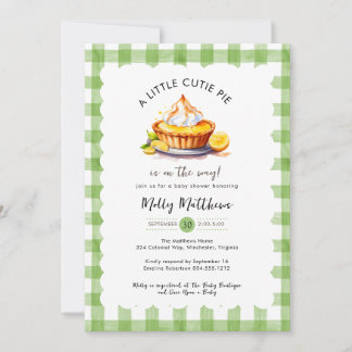 Little Cutie Pie Watercolor Gingham Baby Shower Invitation