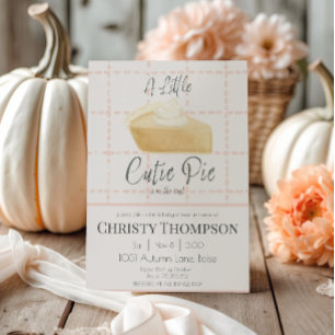 Little Cutie Pie Watercolor Pink Fall Baby Shower Invitation