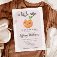 Little Cutie Pink Baby Shower Oranges Invitation