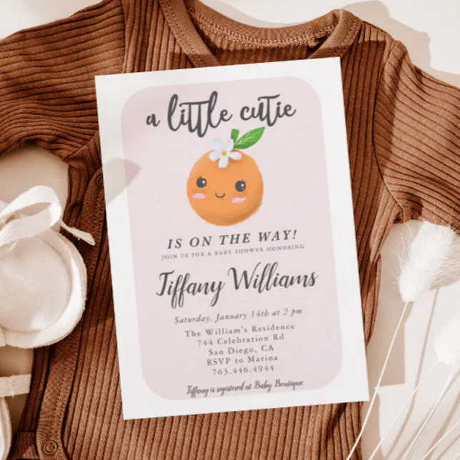 Little Cutie Pink Baby Shower Oranges Invitation Zazzle