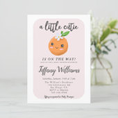 Little Cutie Pink Baby Shower Oranges Invitation (Standing Front)