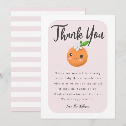 Little Cutie Pink Baby Shower Thank You Card Zazzle
