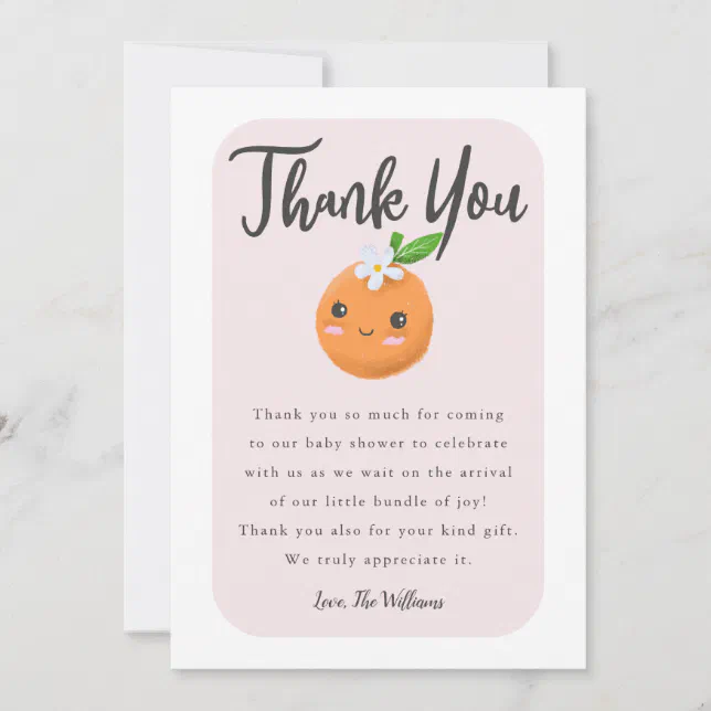 Little Cutie Pink Baby Shower Thank You Card | Zazzle