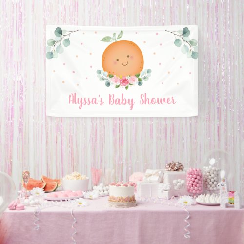Little Cutie Pink Girl Baby Shower  Banner
