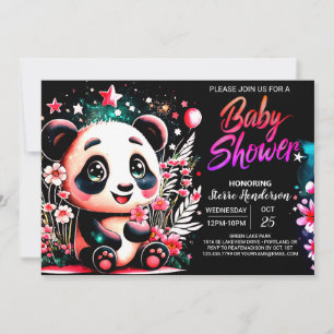 Little Cutie Pink Panda Dream Girl Baby Shower Invitation