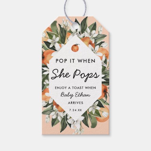 Little Cutie Pop It When She Pops Champagne Bottle Gift Tags