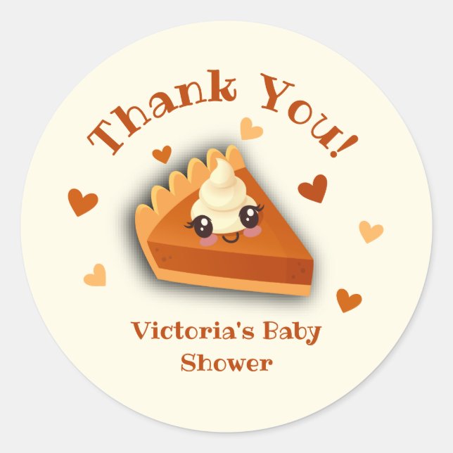 Little cutie Pumpkin Pie Autumn Baby shower Classic Round Sticker (Front)