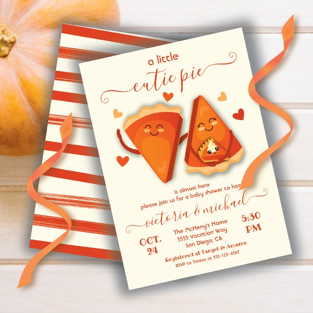 Little cutie Pumpkin Pie Autumn Baby shower Invitation (Creator Uploaded)