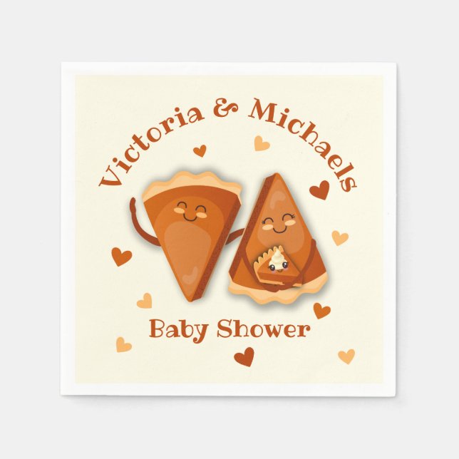 Little cutie Pumpkin Pie Autumn Baby shower  Napkins (Front)