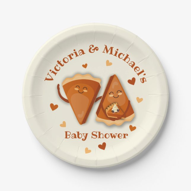 Little cutie Pumpkin Pie Autumn Baby shower  Paper Plates (Front)
