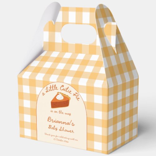 Little cutie pumpkin pie gingham baby shower favor boxes