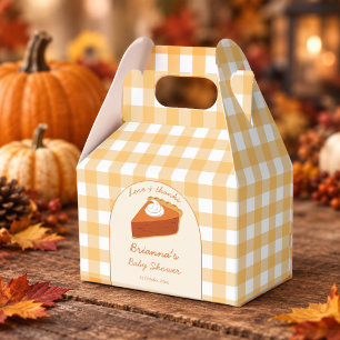 Little cutie pumpkin pie gingham baby shower favor boxes