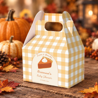 Little cutie pumpkin pie gingham baby shower favor boxes