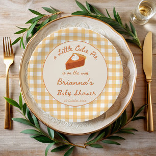 Little cutie pumpkin pie gingham baby shower paper plates