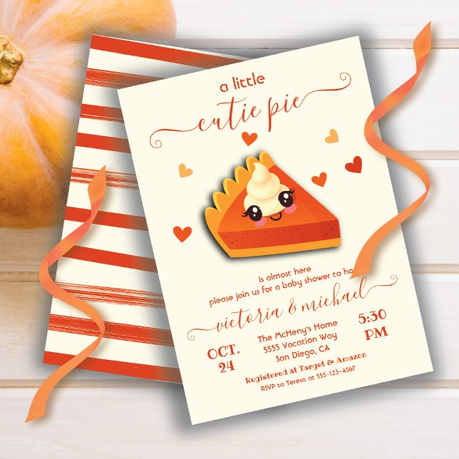 Little cutie Pumpkin Pie slice Autumn Baby shower Invitation (Creator Uploaded)