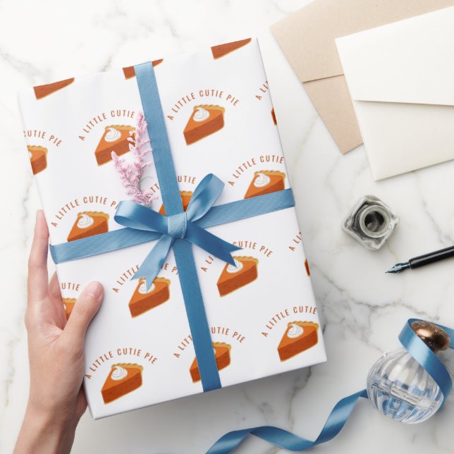 Little Cutie Pumpkin Pie Slice Fall Themed Wrapping Paper (Gifting)
