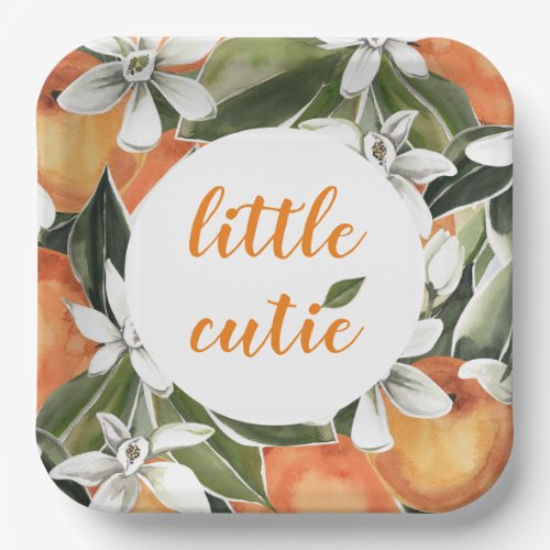 Little Cutie Square Paper Plates Orange Paper 