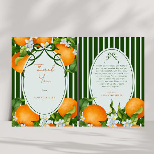 Little Cutie Stripes Citrus Oranges Baby Shower Thank You Card