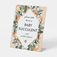 Little Cutie Succulent Baby Shower Favors Sign