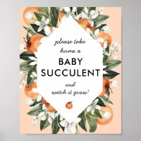 Little Cutie Succulent Baby Shower Favors Sign