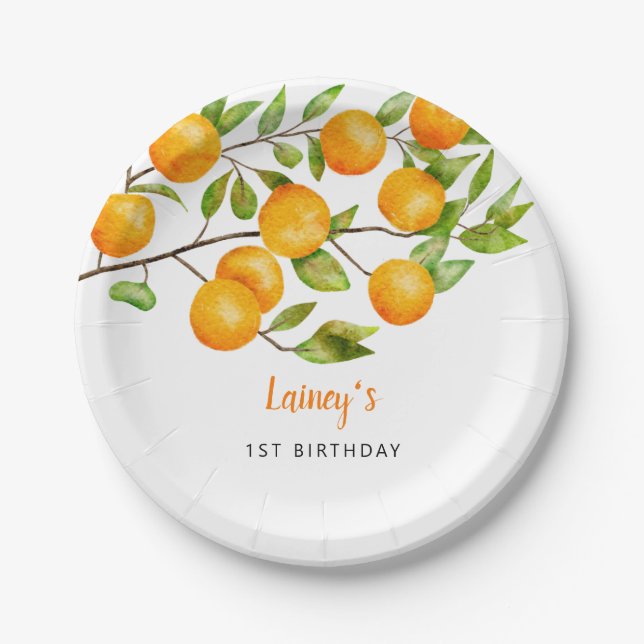 Little Cutie Summer Birthday Party Paper Plates (Front)