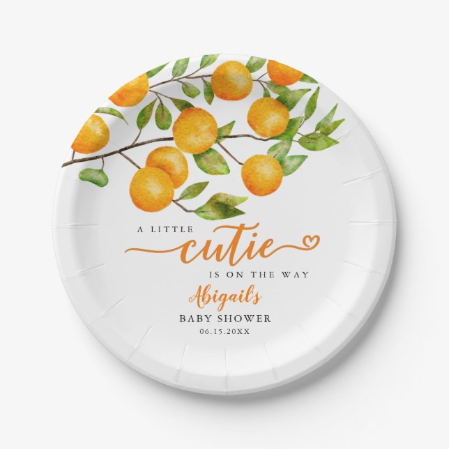 Little Cutie Summer Fruit Baby Shower Paper Plates (Front)