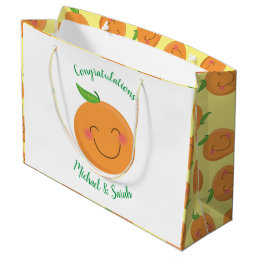 Little Cutie Tangerine Baby Shower Gender Neutral Large Gift Bag
