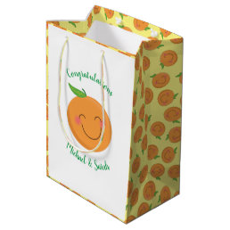 Little Cutie Tangerine Baby Shower Gender Neutral Medium Gift Bag
