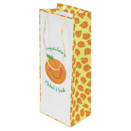 Little Cutie Tangerine Baby Shower Gender Neutral Wine Gift Bag