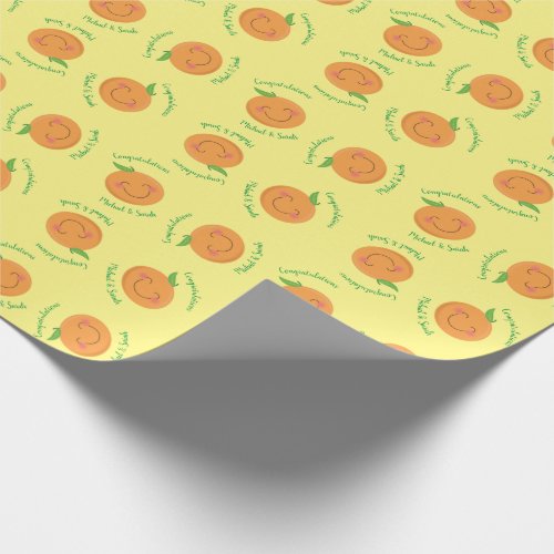 Little Cutie Tangerine Baby Shower Gender Neutral Wrapping Paper