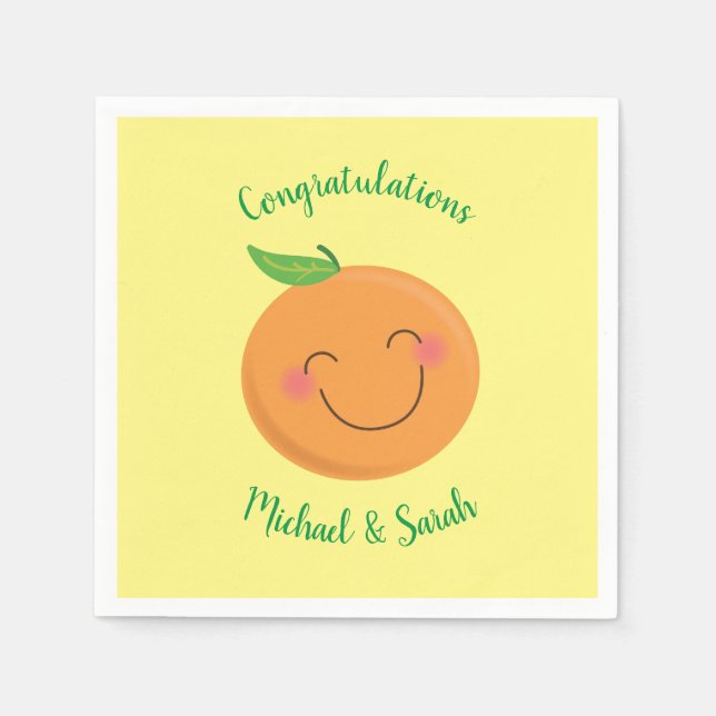 Little Cutie Tangerine Baby Shower Napkins (Front)