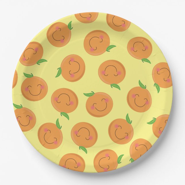 Little Cutie Tangerine Baby Shower Paper Plates (Front)