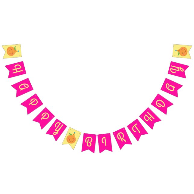 Little Cutie Tangerine Birthday Party Bunting Flags (All)
