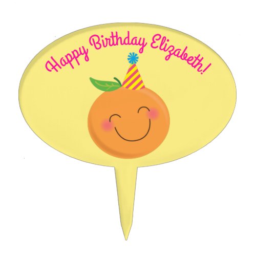 Little Cutie Tangerine Birthday Party Cake Topper