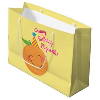 Little Cutie Tangerine Birthday Party Large Gift Bag