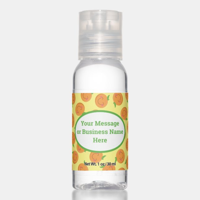 Little Cutie Tangerine Business Name Logo Message Hand Sanitizer (Front)
