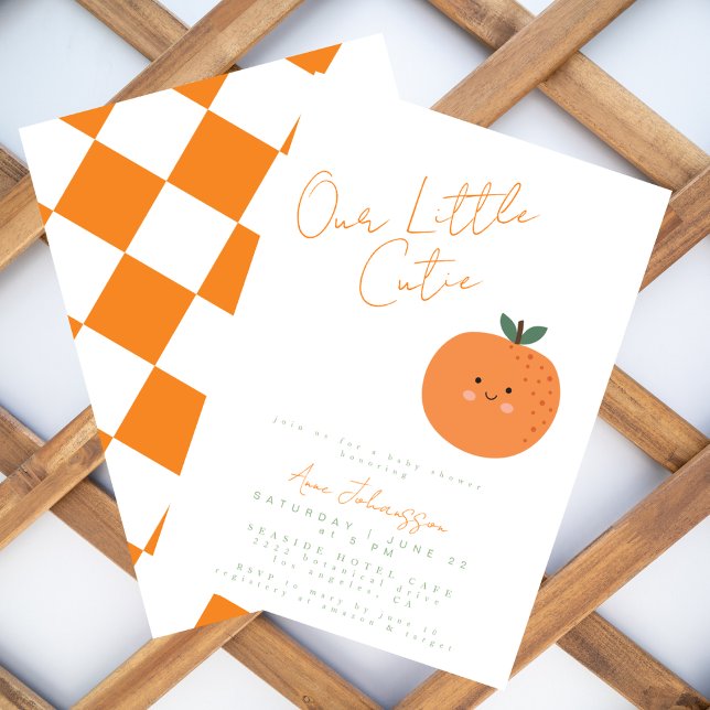 Little Cutie Tangerine Citrus Baby Shower Invitation (Creator Uploaded)