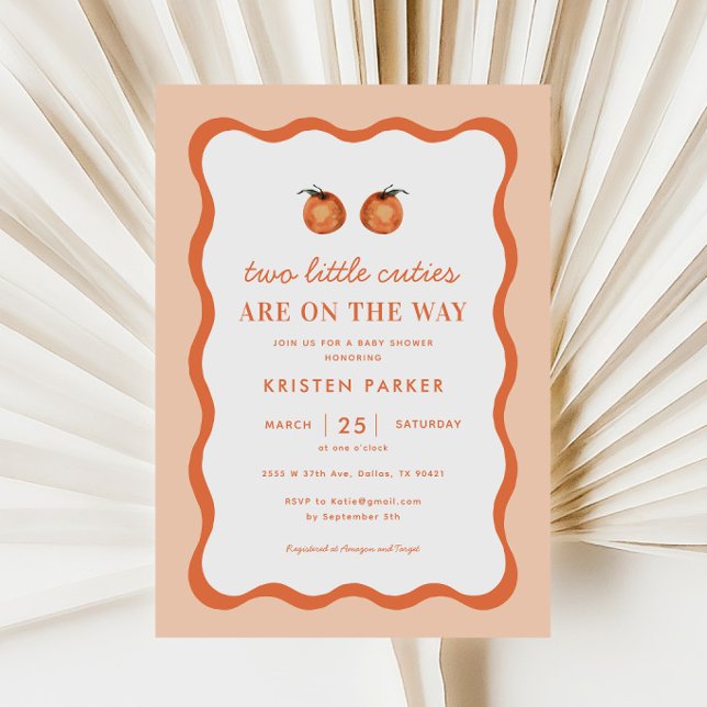 Little Cutie Tangerine Twins Baby Shower  Invitation (Creator Uploaded)