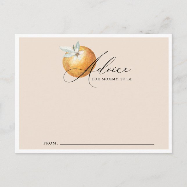 Little Cutie Theme Baby Shower Advice Card (Front)