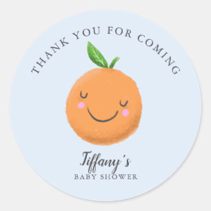 Little Cutie Theme Baby Shower Blue Favor Classic Round Sticker