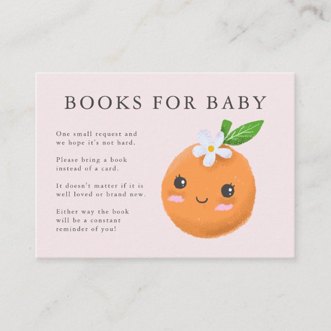 Little Cutie Theme Books for Baby Pink Baby Shower Enclosure Card (Front)