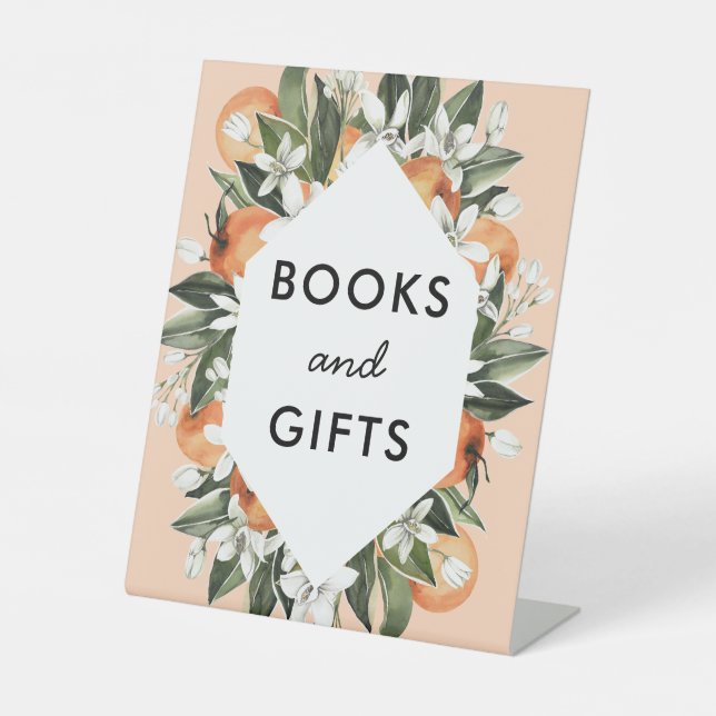 Little Cutie Themed Baby Shower Books and Gifts Pedestal Sign (Front)