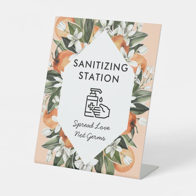 Little Cutie Themed Sanitizing Station Baby Shower Pedestal Sign (Front)