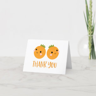 Little Cutie Twin Boys Baby Shower Thank You Card