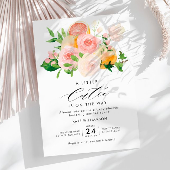little cutie watercolor citrus baby shower invitation (Creator Uploaded)